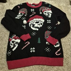 Festive Metal Skull Christmas Sweater
